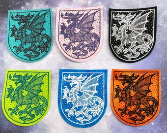 dragon crest - screenprinted iron on patch