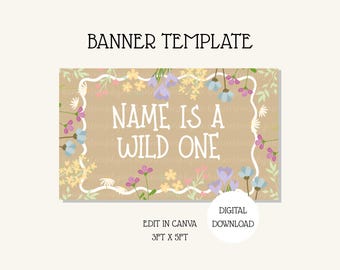 Ein Wild One Banner Vorlage | Erster Geburtstag Thema | DIY Leinwand Design | DIGITALER DOWNLOAD