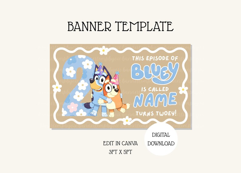 Bluey 2nd Birthday Banner Template | This Episode of Bluey | DIY Canva ...