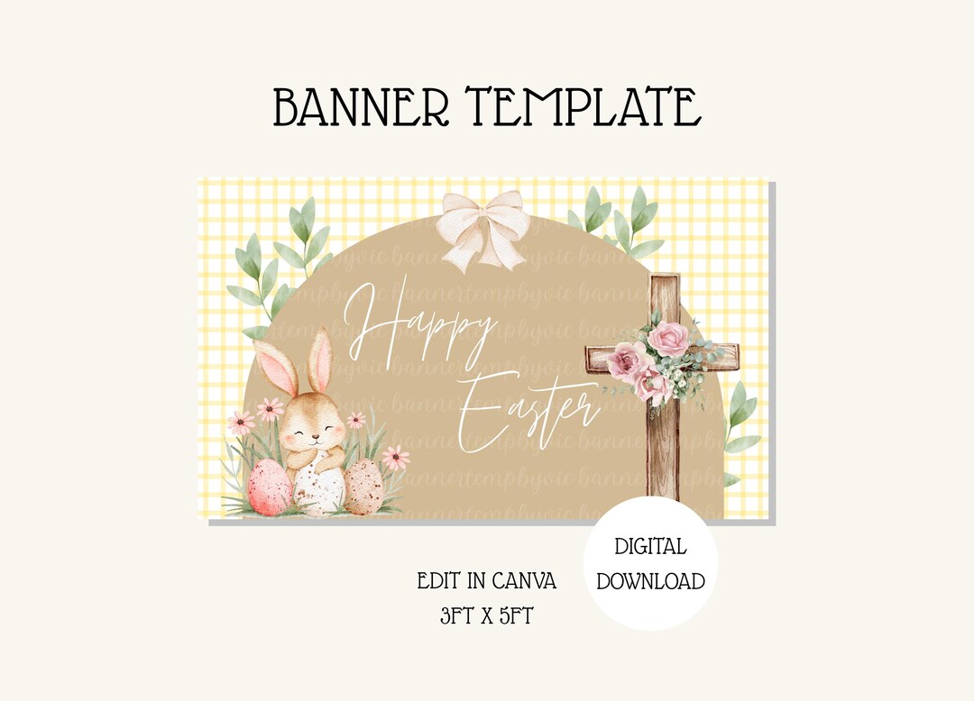 Happy Easter Banner Template | DIY Canva Design | DIGITAL DOWNLOAD - Etsy
