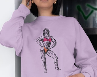 Bodybuilder Dr Iris Flex Unisex Orchid Purple Sweatshirt Unique Fitness Apparel Men Women Scientist Mom Comfortable Activewear Gym Wear