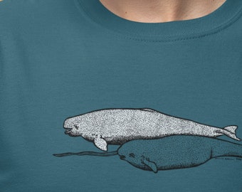 Beluga Narwhal Whale Unisex T-Shirt Whimsical Ocean Life Comfort Adult Adventure Great Gift Art Animal Marine Lovers Casual Fit Deep Dive