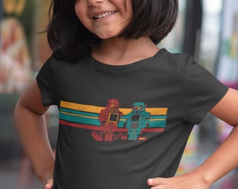 Camiseta vintage de robot para niños pequeños: diseño retro de ciencia ficción
