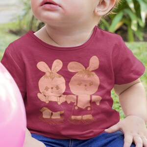 Duo Bunny Toddler Tee Dynamic Kid Shirt Wild Animal Cute Bunnies Back To School Great T-Shirt Gift Drawing Clothing Preschool Birthday