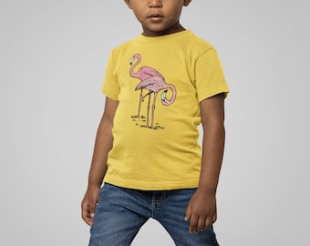 Wild Flamingo Back To School Unisex Toddler T-Shirt Exotic Bird Nature Disco Dance Party Neon Kid Dazzling Drawing Tropical Shirt Gift Tee