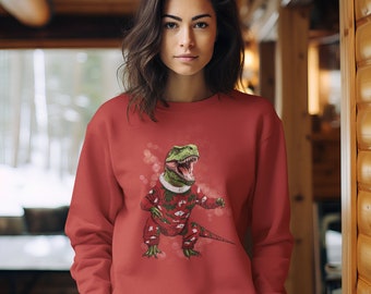 Tyrannosaurus T-Rex Christmas Dino Reximus Maximus Sweater Premium Unisex Holiday Jurassic Sweatshirt Twinkle Night Festive Paleontology