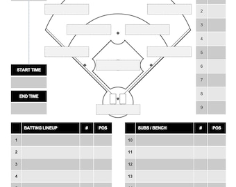 Baseball or Softball Lineup and Position Template