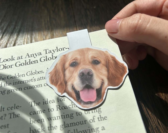 Personalized Pet Photo Bookmark, Custom Dog Magnetic Bookmark, Dog Cat Photo Gift, Dog Mom Present, Keepsake Reader Gift,Gift For Book Lover