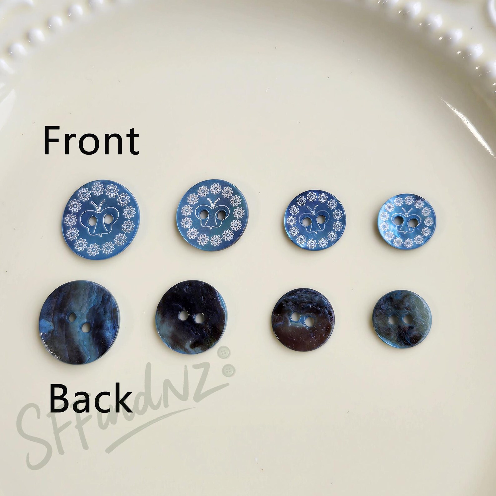 Blue Flower Buttons Made of Natural Seashells, Available in 4 Different ...