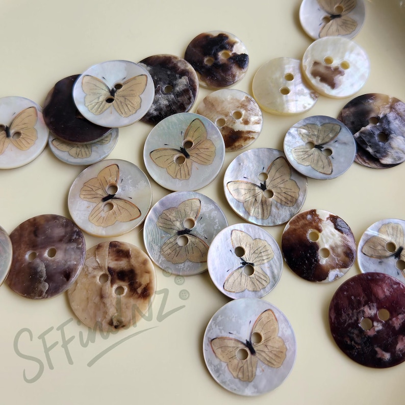 Button Art Shell Butterfly Shell Buttons, Natural Shells, Perfect for Sewing and ...