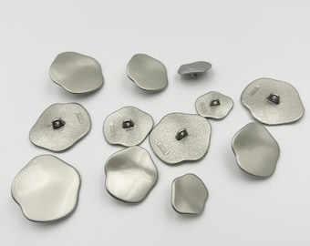 Matte Gold & Silver Wavy Metal Buttons: Irregular Sewing Embellishments