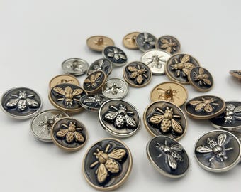 Metal Bee Buttons - Gold/Silver/Black Buttons, suitable for sewing suit jackets/cardigans/coats/sweaters