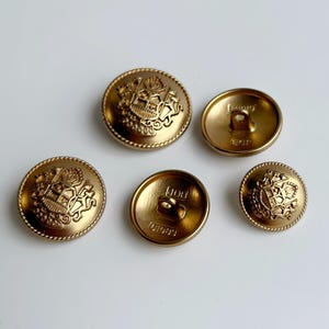 Vintage Gold Metal Buttons: Engraved Sewing, Clothing & Jacket Fasteners