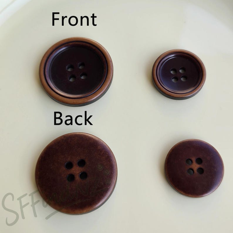 Vintage-style Round-edged Brown Buttons, Available in Multiple Sizes ...
