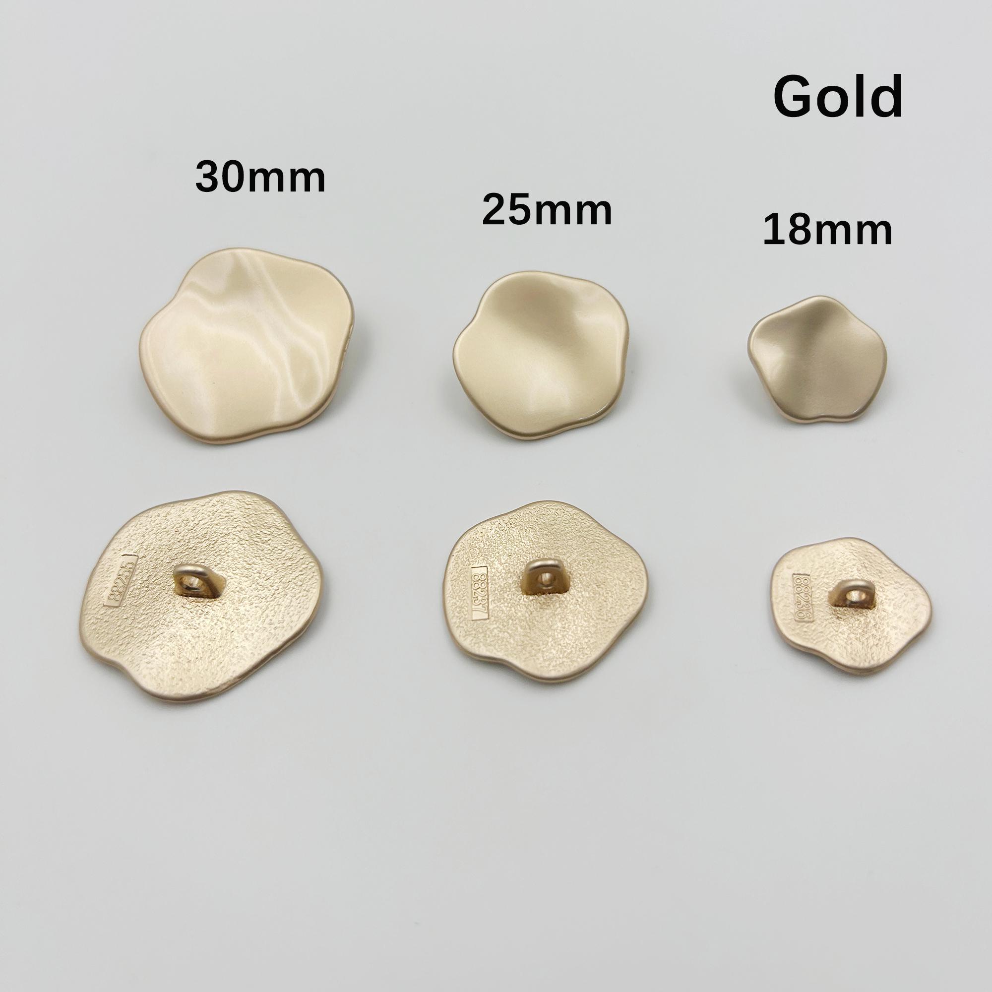 Matte Gold & Silver Wavy Metal Buttons: Irregular Sewing Embellishments ...
