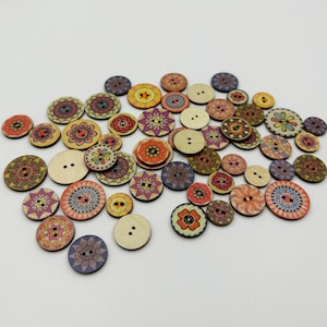 Patterned Wooden Buttons: Blind Box Set, DIY Sewing Accessories