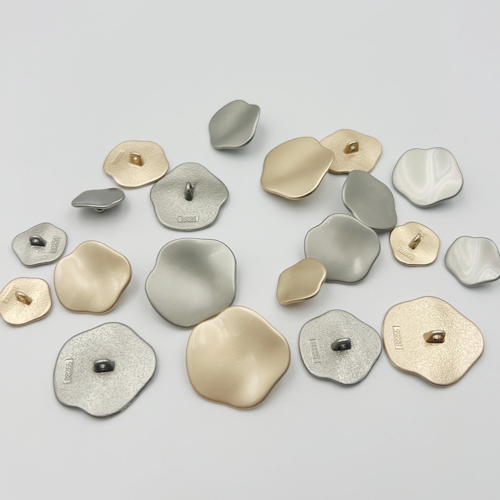Matte Gold & Silver Wavy Metal Buttons: Irregular Sewing Embellishments ...