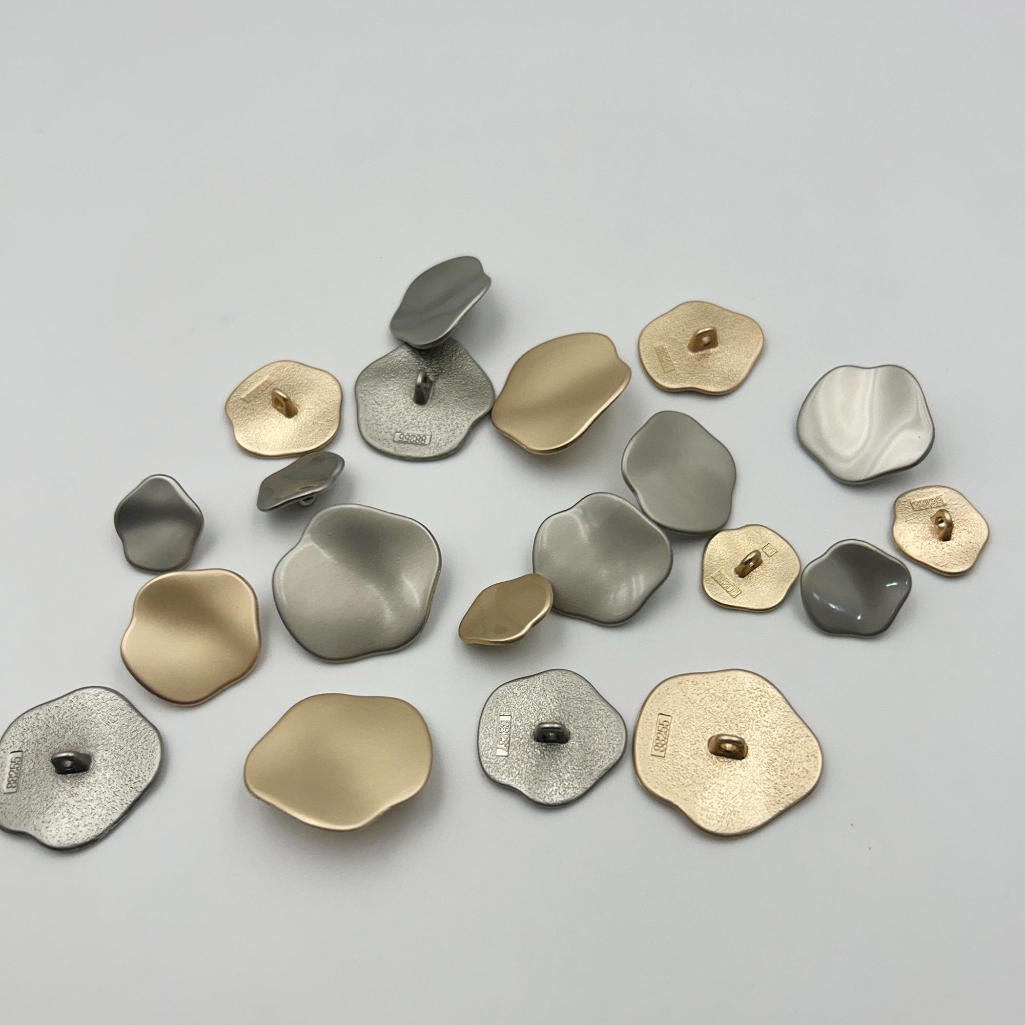 Matte Gold & Silver Wavy Metal Buttons: Irregular Sewing Embellishments ...