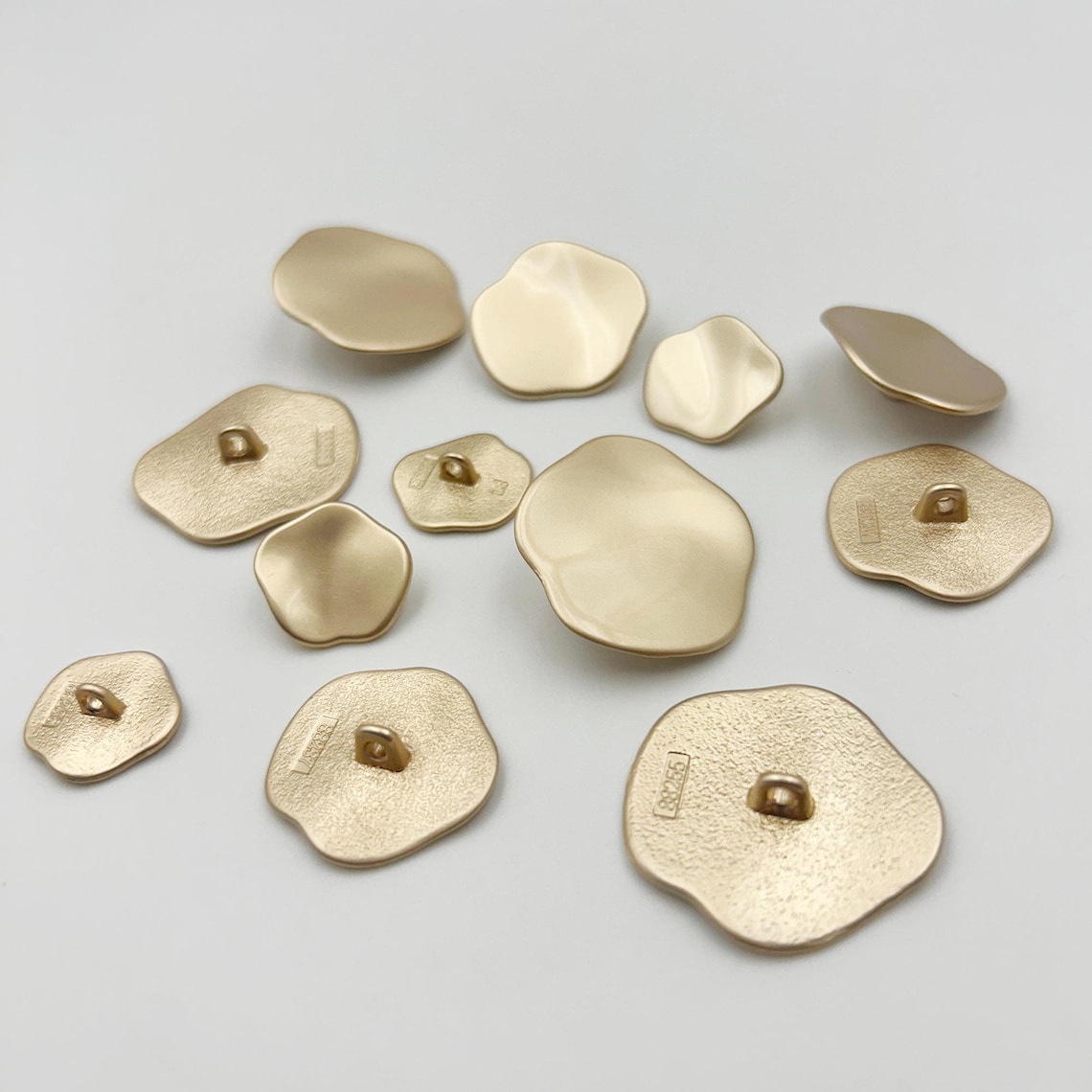 Matte Gold & Silver Wavy Metal Buttons: Irregular Sewing Embellishments ...
