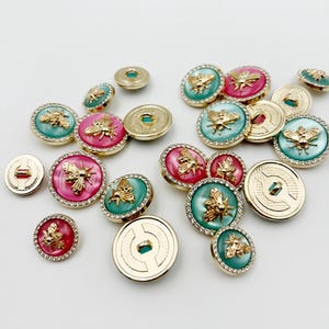 Enamel Bee Buttons: Zinc Alloy Sewing Embellishments