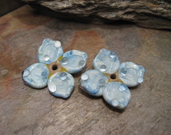 Glass flowers (bead pair) handmade glass beads