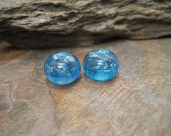 Veiled glass rondelle (bead pair) handmade glass beads