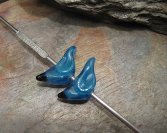 Veiled glass birds (bead pair) handmade glass beads