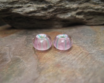 Encased glass rondelle (bead pair) handmade glass beads