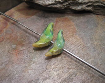 Veiled glass birds (bead pair) handmade glass beads