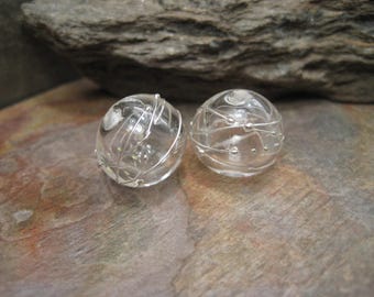 Hollow glass with fine silver (bead pair) handmade glass beads