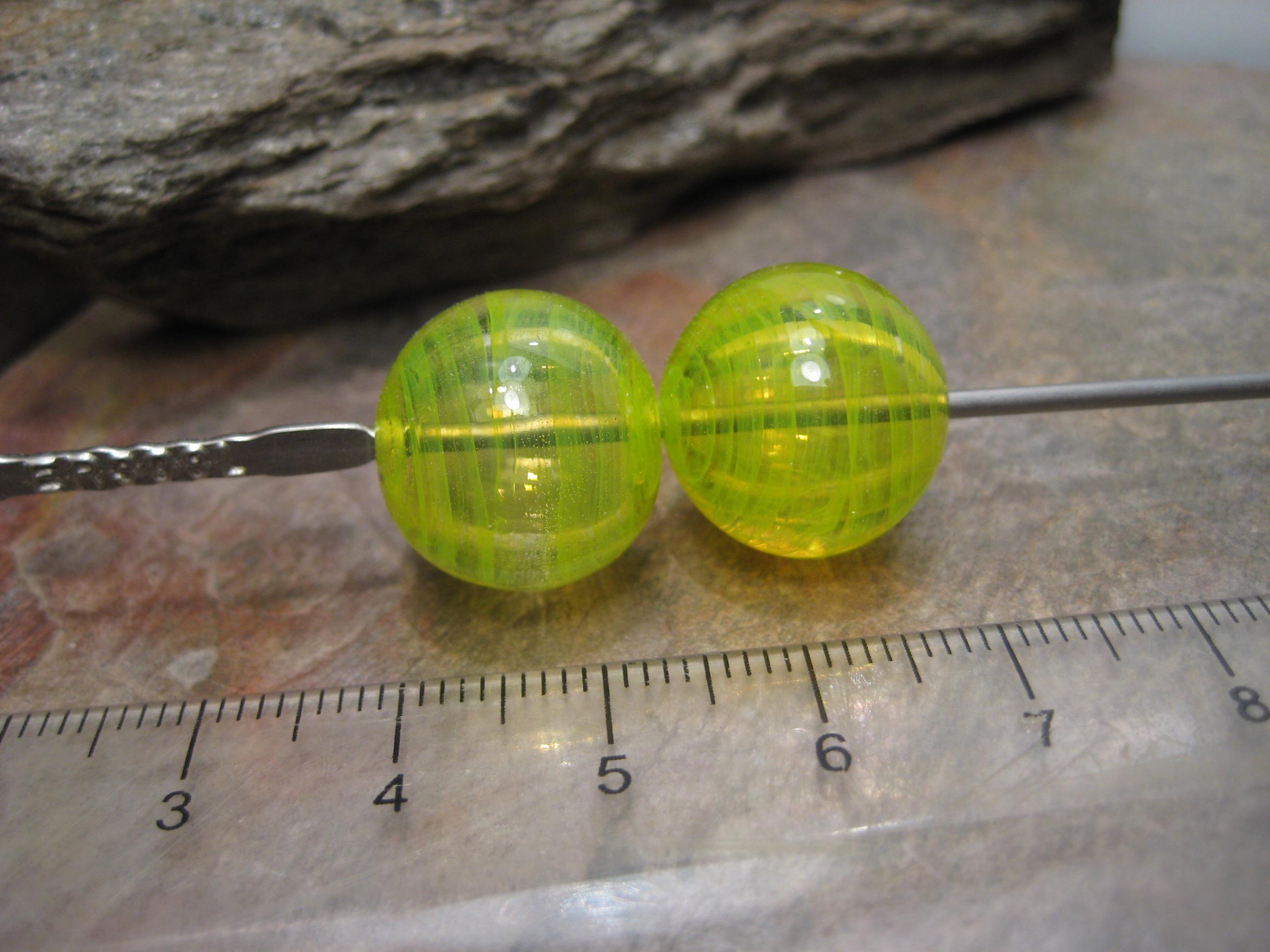 Veiled hollows (bead pair) lampwork glass beads by Beth Mellor, Beeboo