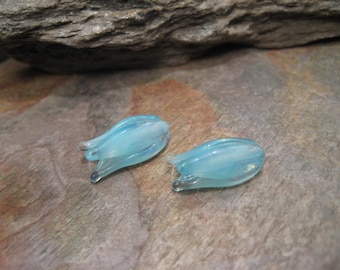 Veiled glass stamen (bead pair) handmade glass beads