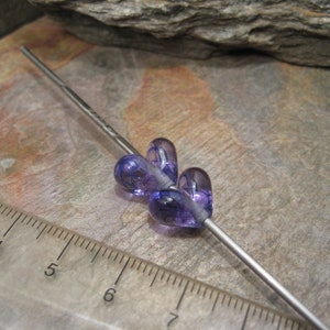 Small veiled hearts a pair lampwork glass beads by Beth Mellor, Beeboo image 2