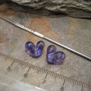 Small veiled hearts a pair lampwork glass beads by Beth Mellor, Beeboo image 1