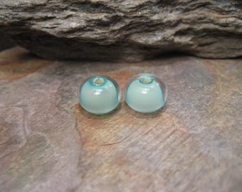 Encased glass rondelle (bead pair) handmade glass beads