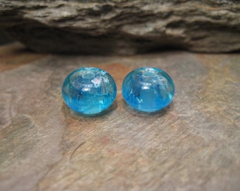 Veiled glass rondelle (bead pair) handmade glass beads