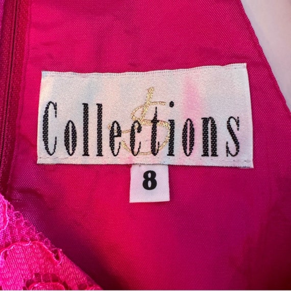 Vintage Hot Pink Fuchsia Barbie Floral Lace V Nec… - image 9