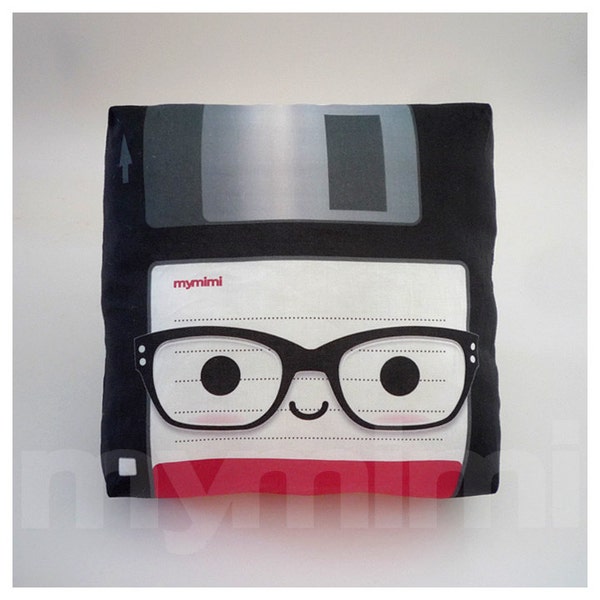 Retro Pillow, Nerd Floppy Disk, Nerdy, Geekery, 80's, Retro, Techie, Cotton Pillow, Throw Pillow, Room Decor, Office Decor, Cushion, 7 x 7"