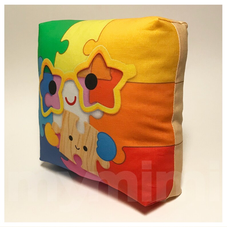 Mini Rainbow Puzzle Pillow, Room Decor, 7 x 7 image 3