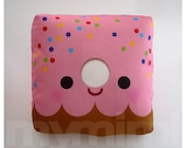 Decorative Pillow, Donut Pillow, Pink Donut, Rainbow Sprinkles, Throw Pillow, Kawaii, Cushion, Girls Room Decor, Childrens Toys, 7 x 7"