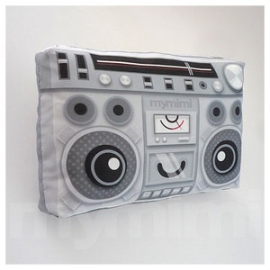 Decorative Pillow, Boombox Pillow, Music Pillow, Vintage Radio, 80's Music, Stereo, Hip Hop, Throw Pillow, Cushion, Old School, Dorm, 9 x 6 image 2