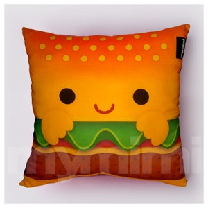 12 x 12" Hamburger Pillow, Stuffed Toy, Kids Room Decor, Children's Pillow, Kids Throw Pillow, Food Pillow, Kawaii Pillow