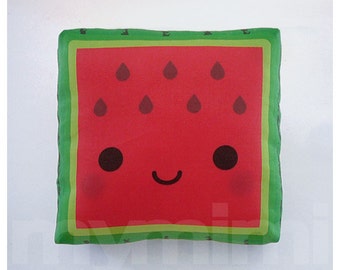 Fruit Pillow, Watermelon Pillow, Kawaii Pillow, Stuffed Watermelon Toy, Baby Shower Gift, Kids Room Decor, Dorm Decor, Childrens Toy, 7 x 7&quot;