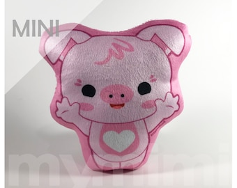 Mini Minky Soft Plush Piggy Plushie Pillow, Toy Play Room Dorm Decor, Desk Buddy Stuffed Animal 7"