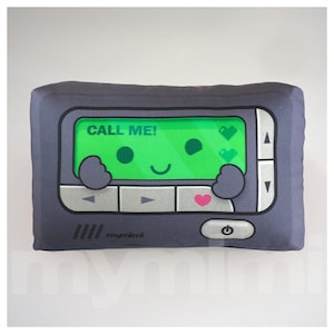 Decorative Pillow, Retro Pager Pillow, Beeper, Vintage, Retro, Old School, 80&#39;s, Geekery, Room Decor, Dorm Decor, Toys, 9 x 6&quot;