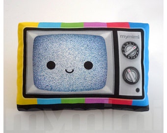 Retro TV Pillow, Vintage Television, Movie Night, 80's, Rainbow, Geekery, Old School, Kawaii, Room Decor, Dorm, Novelty, Nerdy Gift, 9 x 6"