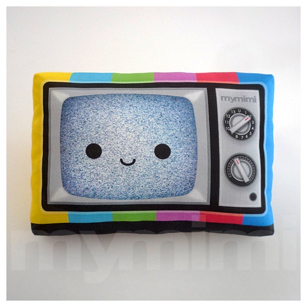 Retro TV Pillow, vintage Television, Movie Night, 80's, Rainbow, Geekery, Old School, Kawaii, Room Decor, Dorm, Novelty, Nerdy Gift, 9 x 6 »