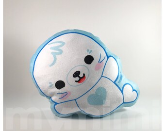 12" Minky Soft Plush Kawaii White Seal Plushie Pillow, Toy Play Room Dorm Buddy Stuffed Animal