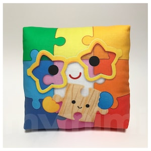 Mini Rainbow Puzzle Pillow, Room Decor, 7 x 7 image 1