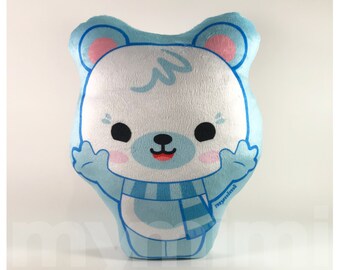 12" Minky Soft Plush Kawaii Winterland Polar Bear Plushie Pillow Play Room Nursery Dorm Decor Stuffed Animal